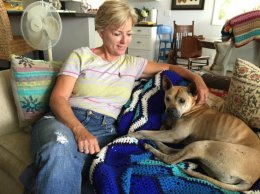 Kris Anderson can finally relax with her her dog Georgia, who was lost for nine days and walked 35 miles home.